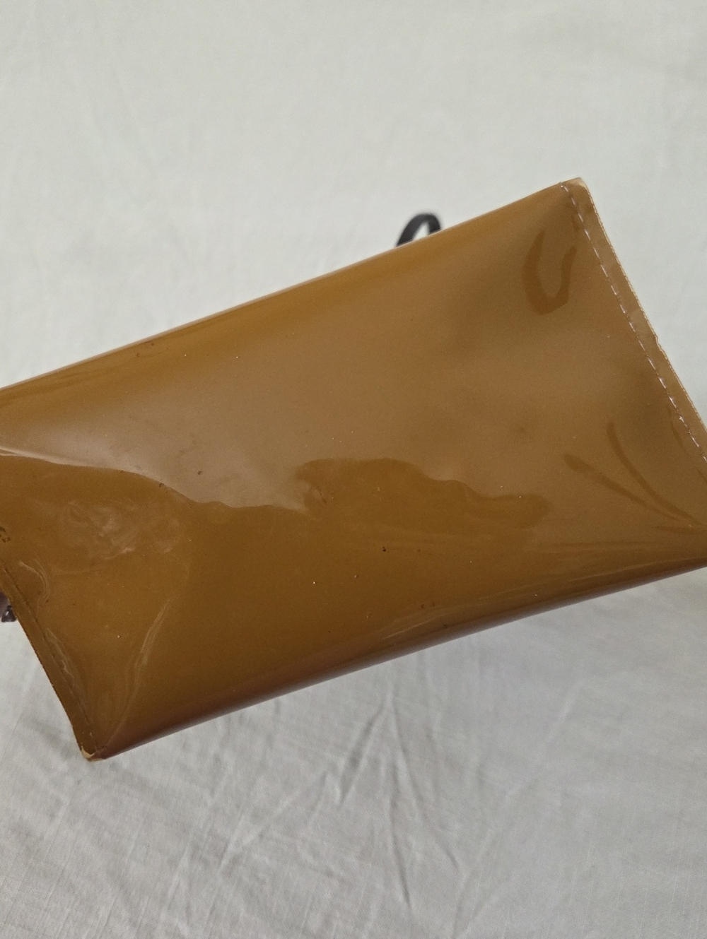 Vintage Bloomingdales Glossy Little Brown Bag Small Tote - Picture 6 of 10